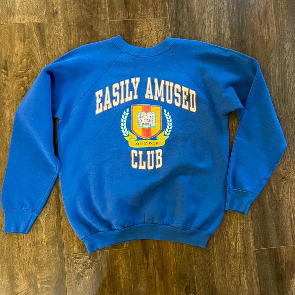 Fruit of the Loom Royal Blue "Easily Amused Club" Crewneck Sweatshirt
